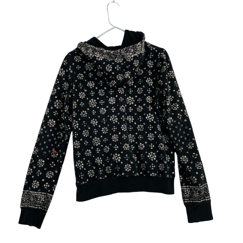Billabong Juniors Floral Beach BOHO Full Zip Hoodie  Size L Black Print - Picture 2 of 8